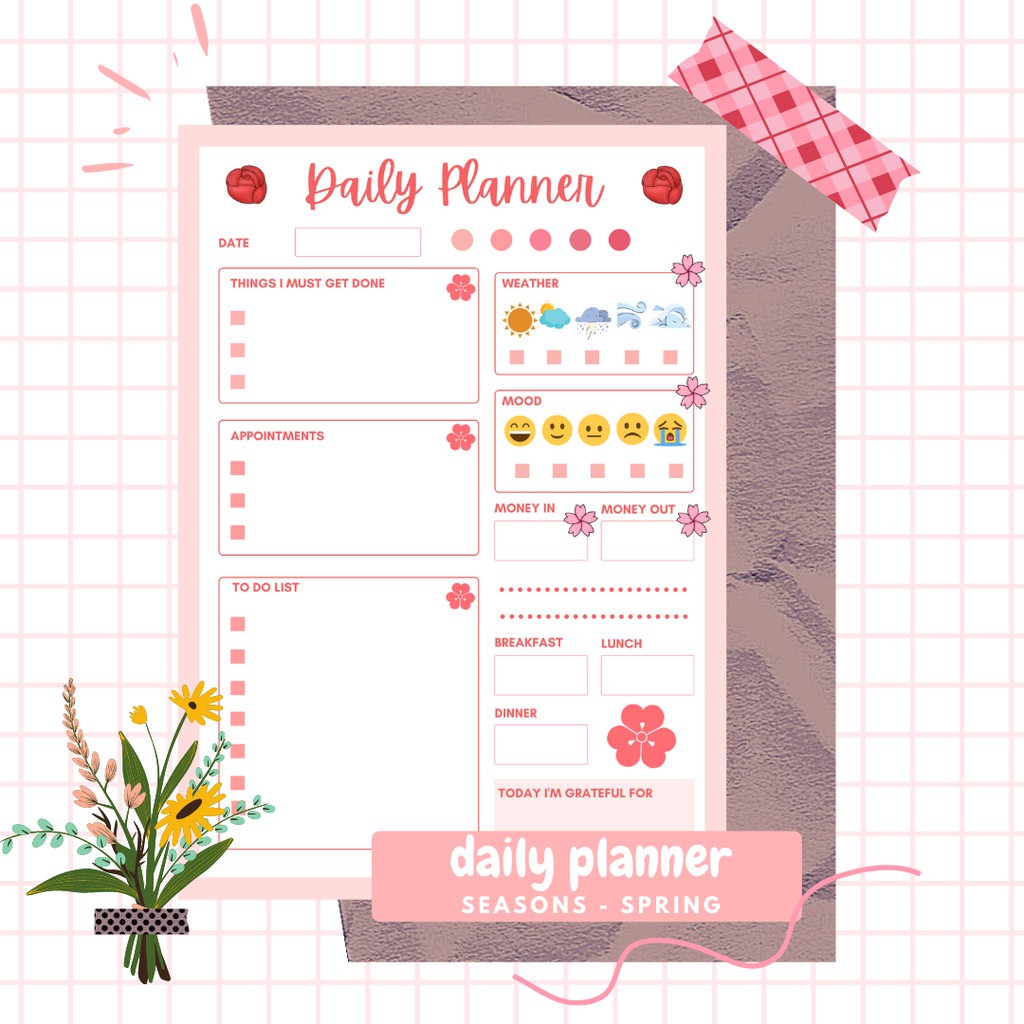 

B5 Daily Planner SEASONS Insert Isi Binder Passionerie set 1 Bulan 30 Hari