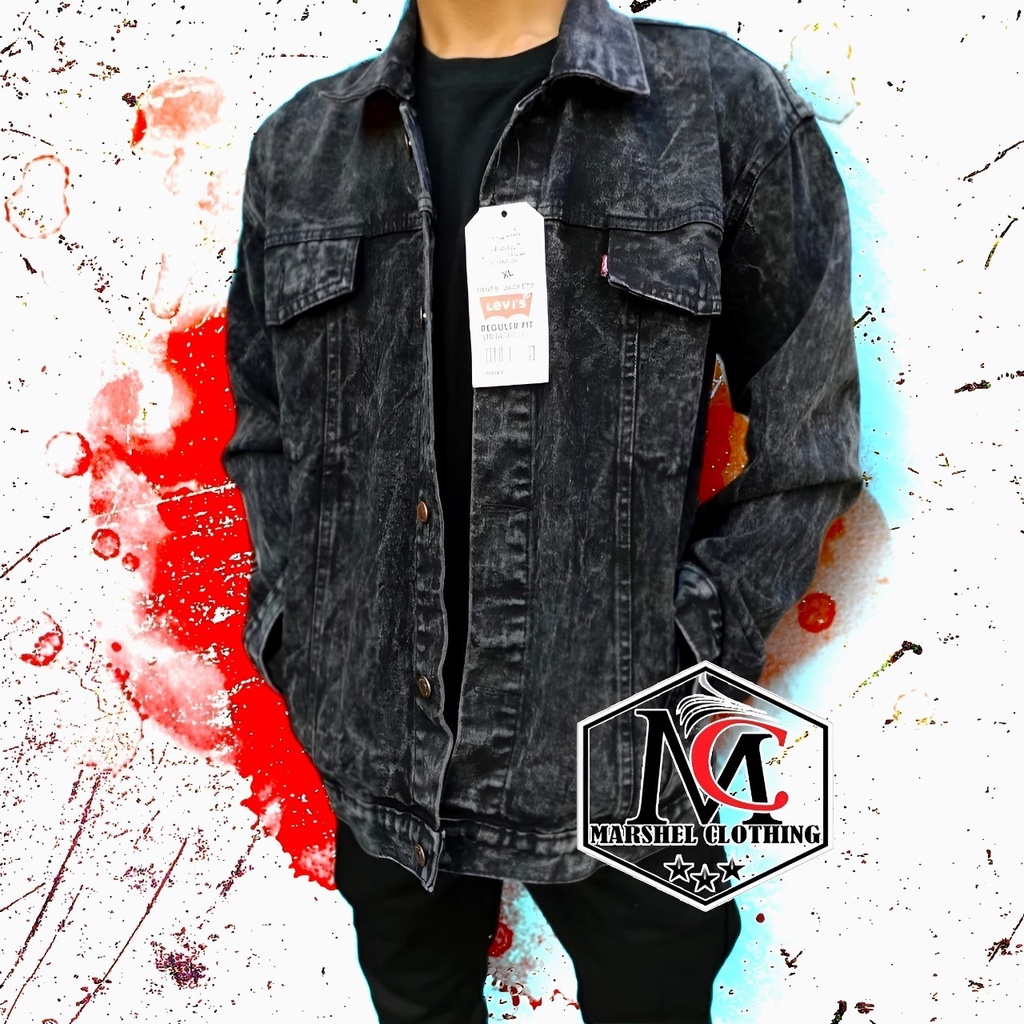 RCL - Jaket Jeans Denim Sanwash Maroon Pria Sandwash Jaket Snow Maron Jaket Washing Cowok