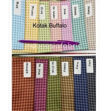 Kain bahan Katun Jepang ori gamis mukena tunik craft masker motif Kotak Buffalo
