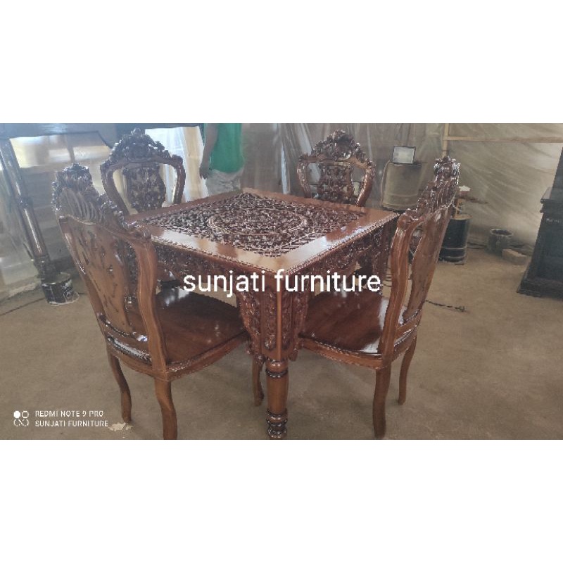 meja makan ganesha blok jati