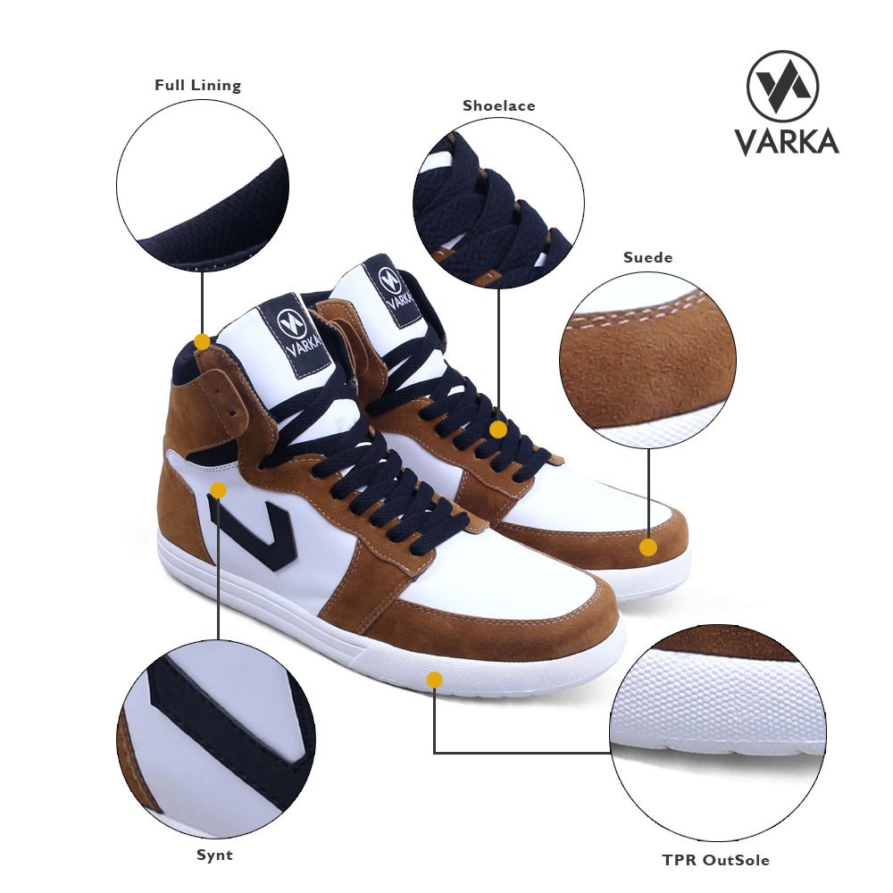 Sepatu Sneaker Pria V 131 Sepatu Sneakers Ketsi Brand Varka Murah Berkualitas Warna Cream Putih