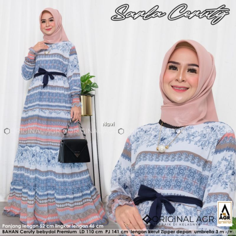 GAMIS WANITA TERBARU sarla ceruty matt ceruty bebydoll premium ori by AGR WSK ld 100 cm