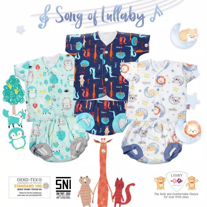 Stelan baju+celana bayi Libby newborn(0-3 bln) / (3-6 bln)