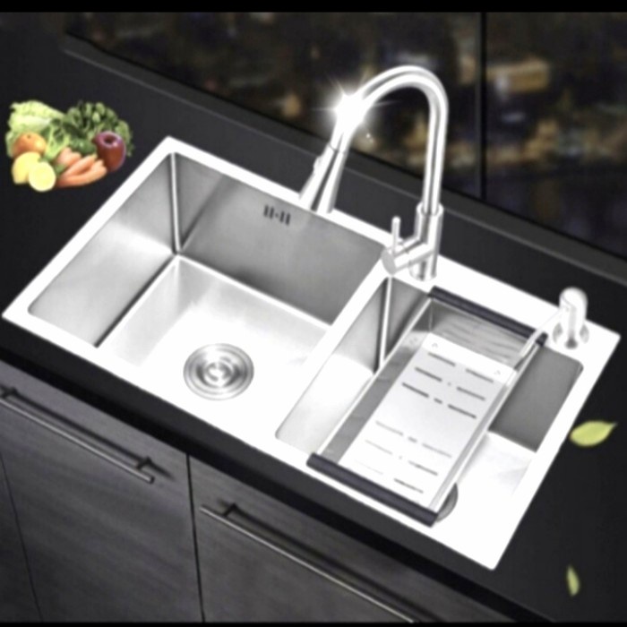Wastafel - Promo Paket Kitchen Sink 2 Lubang 8245 / Bak Cuci Piring Dua Lubang
