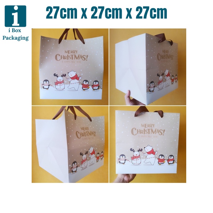 

[ 5pcs ] Paperbag Box Natal Tas Goodie Bag Merry Christmas Packaging Hampers Paper Bag Xmas Ukuran 27x27x27cm