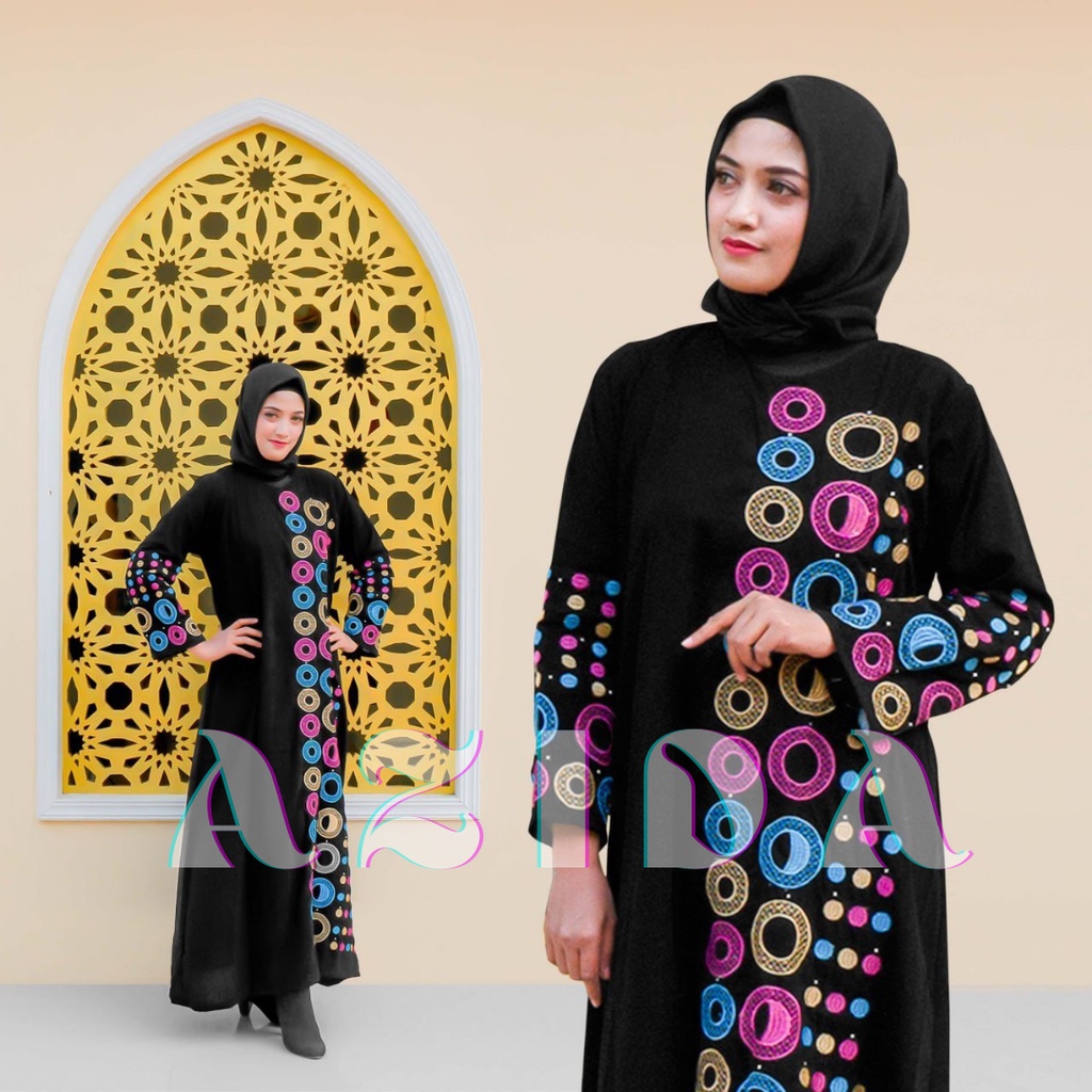 [Bayar di Tempat COD] Eksklusive Abaya Bordir Donat Dress Muslim Polos Hitam Arab Syari Cantik Bahan Jetblack Abaya Basic Gamis Maxi Dress Premium Bisa Buat Lebaran atau Kondangan