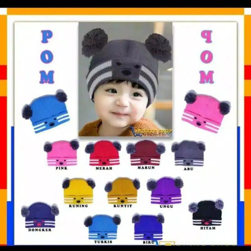 Topi Kupluk Pompom Koala Bayi Karakter Anak