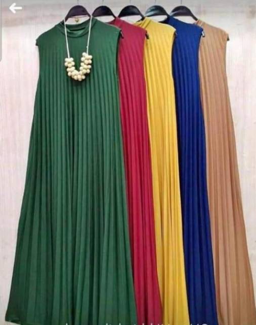 LONG DRESS PLISKET TRANDY MURAH / GAMIS PLISKET