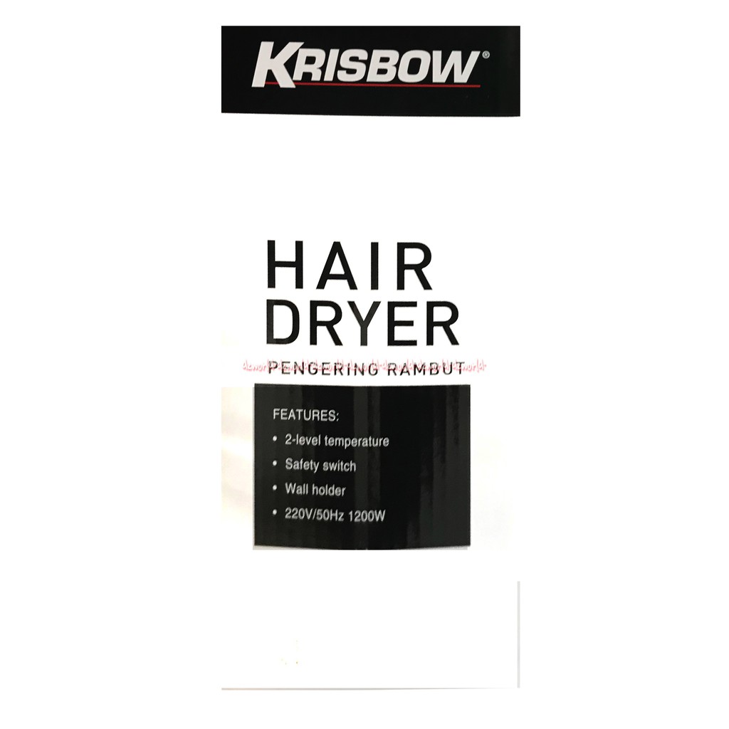 Krisbow Hair Dryer Pengering Rambut Menempel di Dinding warna putih Kris Hair Drayer Putih Model Hotel Kris