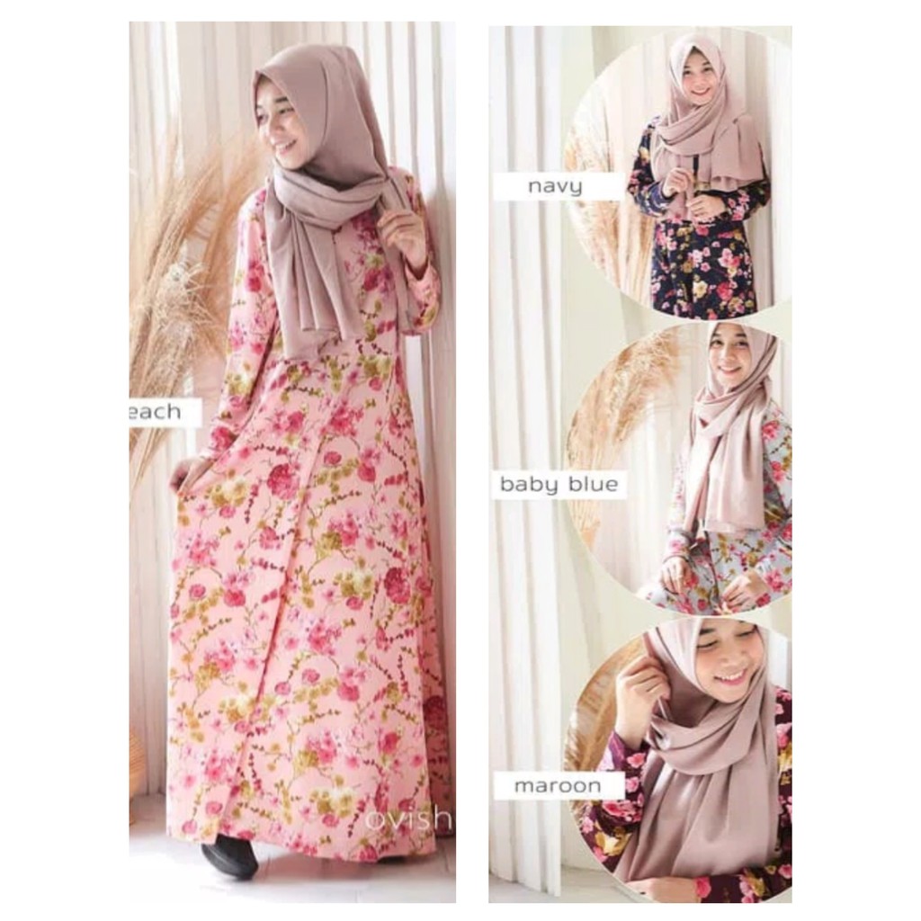 Gamis//gamis wanita murah&terbaru Jersey jumbo Maxi dres muslim motif bunga
