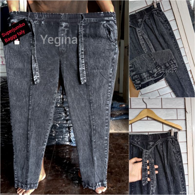 BAGGY JEANS JUMBO/bb 90kg muat celana baggypant jeans taly depan/celana baggy bigsize wanita