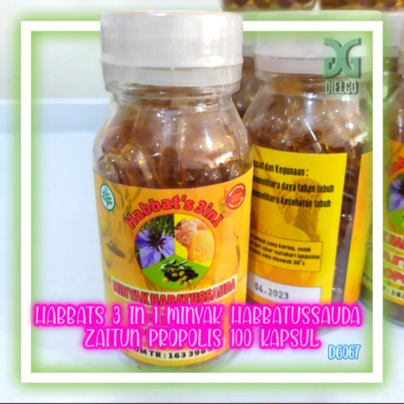 

Habbats 3 In 1 Minyak Habbatussauda Zaitun Propolis 100 Kapsul DG067