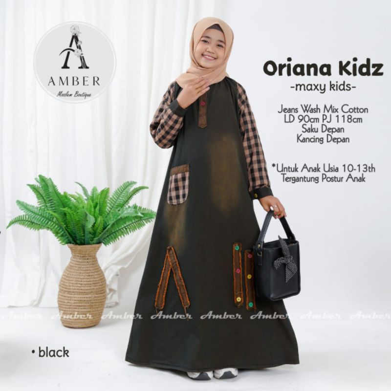 Oriana Maxy Kids Busana Muslim Anak Remaja Tanggung usia 10 11 12 13 tahun Gamis Jeans Levis Halus