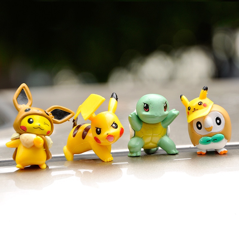 8 Pack / Set Mainan Action Figure Pokemon Pikachu Bahan Pvc Untuk Hiasan Kue