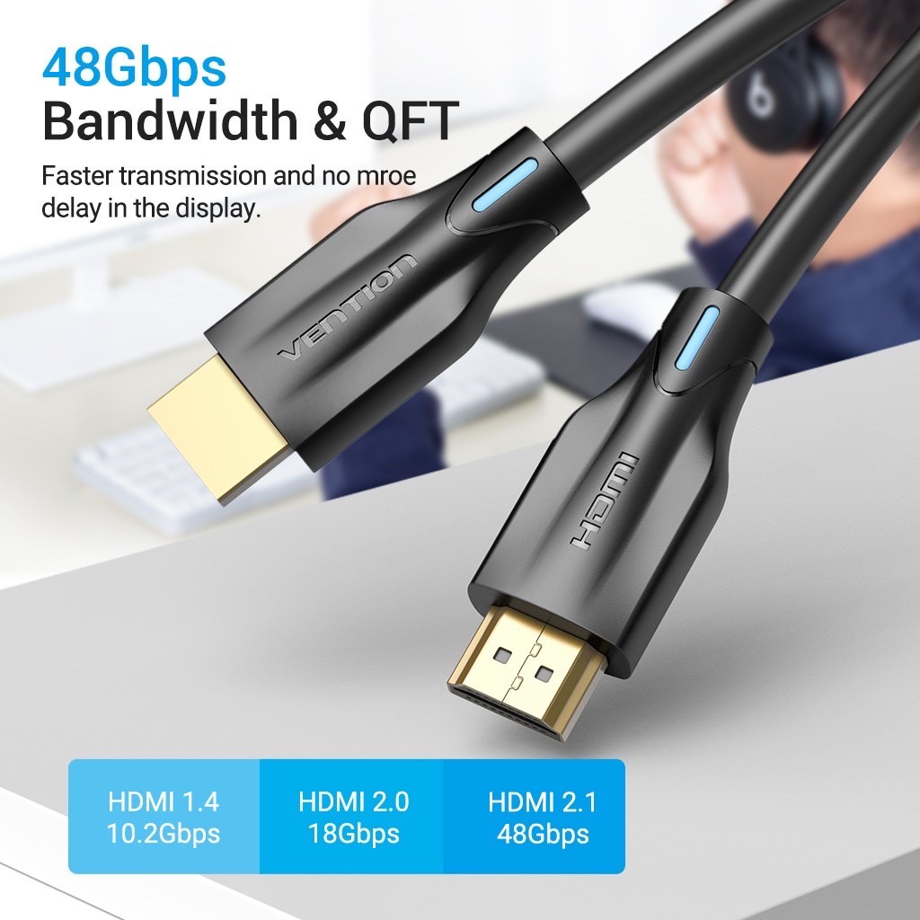 Kabel hdmi vention 8k versi 2.1 speed 48gbps 60hz male to male