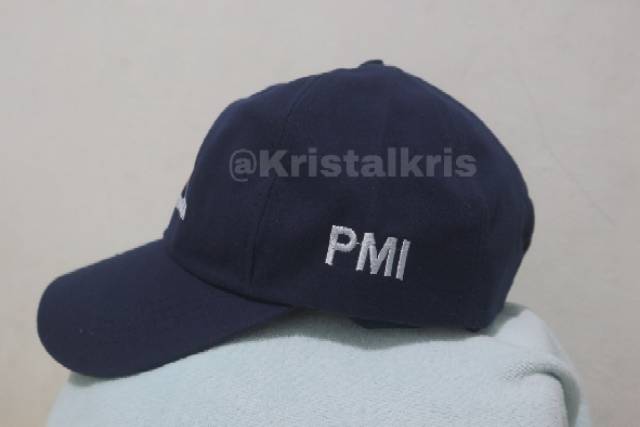 topi PMR dan PMI biru dongker bordir