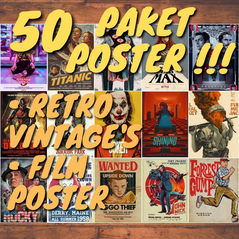 Jual PAKET 50 PCS POSTER AESTHETIC RETRO FILM POSTER CEREAL 