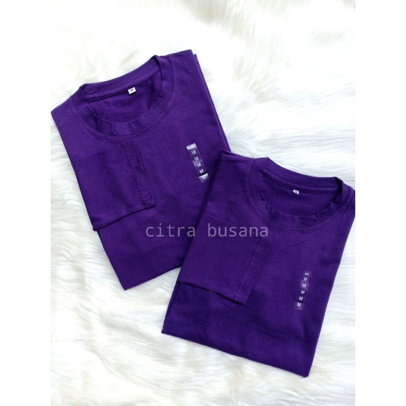 TUNIK KAOS RAGLAN COMBED UNGU TUA POLOS