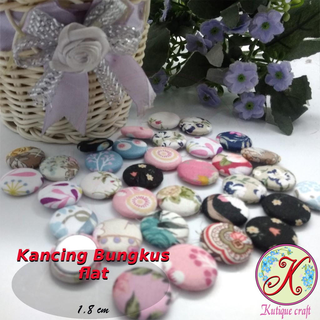 Kancing Bungkus Flat 1,8cm Motif per 100 pcs