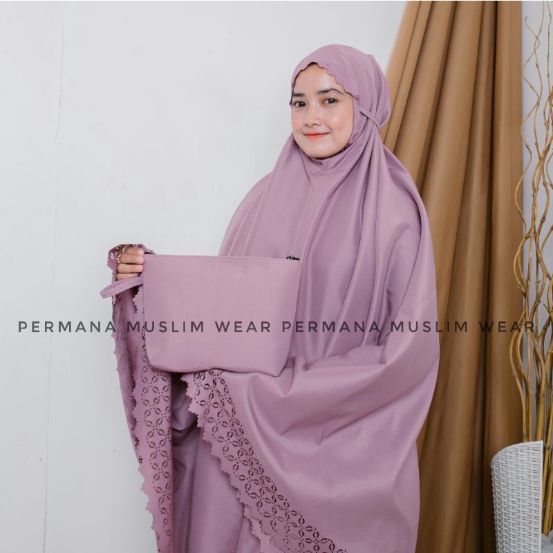 Mukena Dewasa Lasercut Katun Premium Jumbo Adem