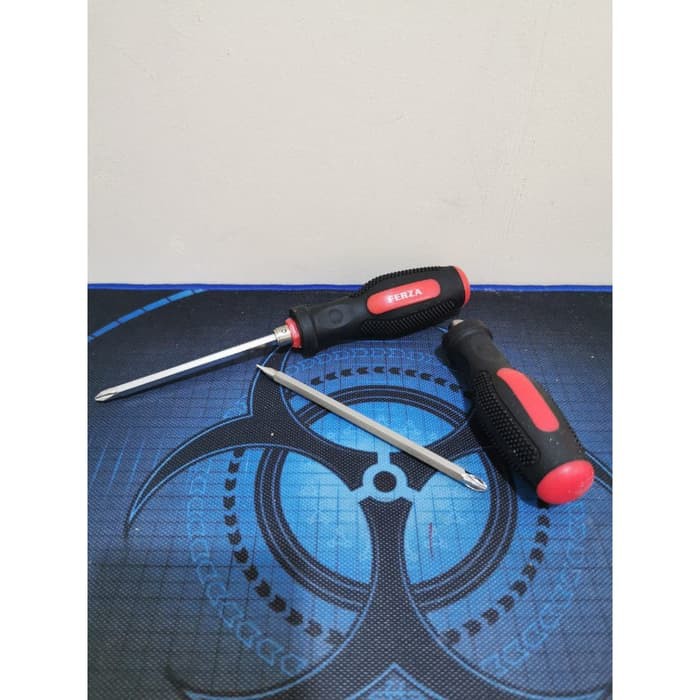 FERZA Obeng Bolak Balik 2 way Karet Screwdriver Plus Minus