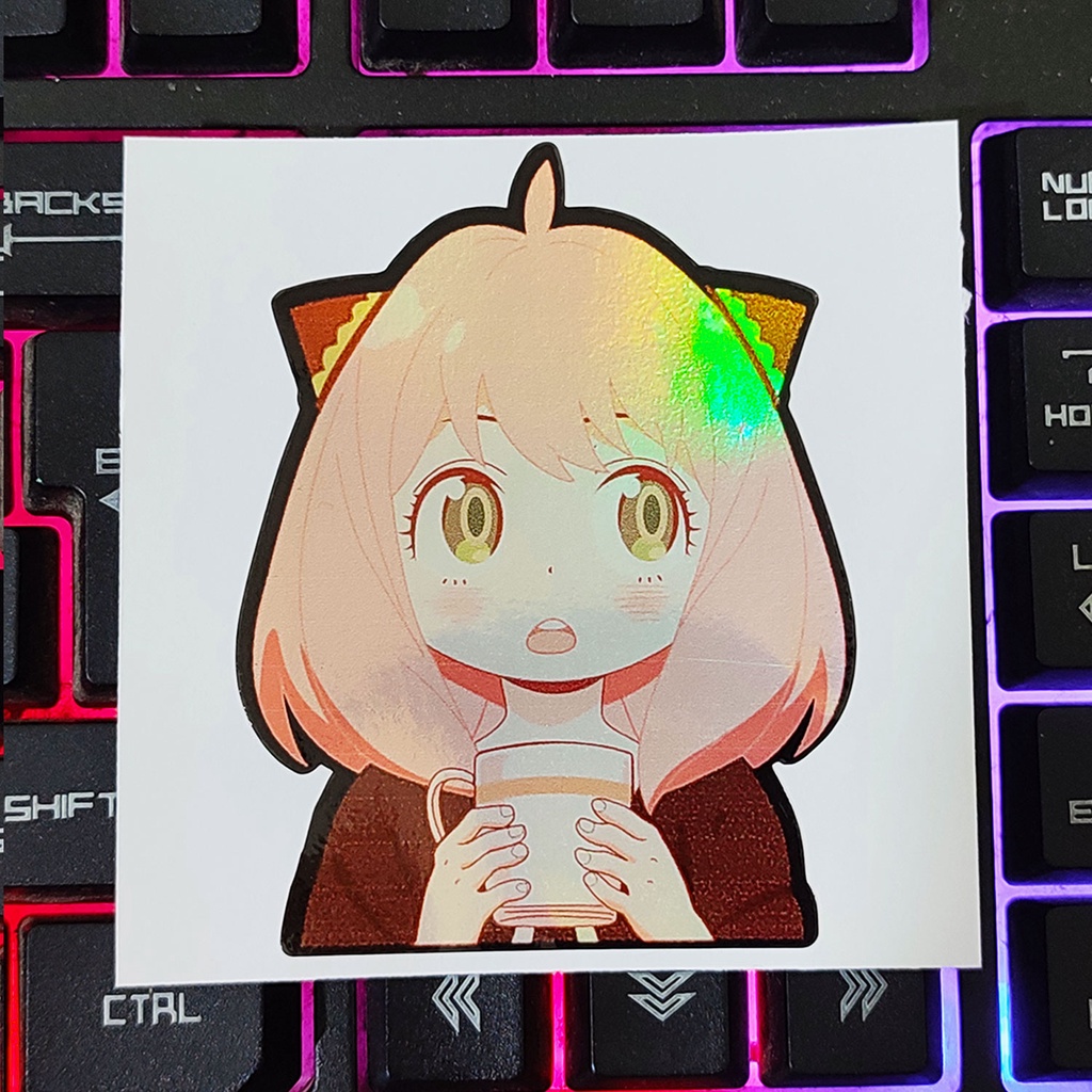 STICKER STIKER HOLOGRAM ANIME - SPYXFAMILY ANYA FORGER  - STIKER ANIME HOLOGRAM