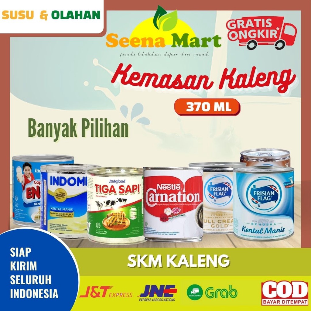 

Susu Kental Manis SKM Frisian Flag Indomilk Cap Enak Nestle Carnation Kaleng Full Cream Cokelat