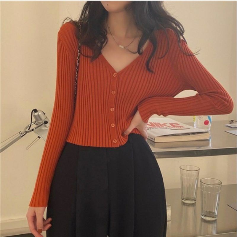 CUCI GUDANG DARBOSS - MIKADO CARDIGAN OUTER RAJUT GAYA KOREA LENGAN PANJANG KANCING