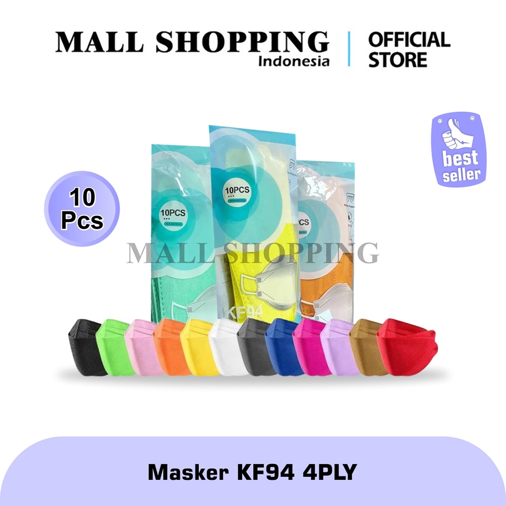 Masker KF94 10PCS 4PLY Face Mask Disposable Mask Earloop MALL SHOPPING