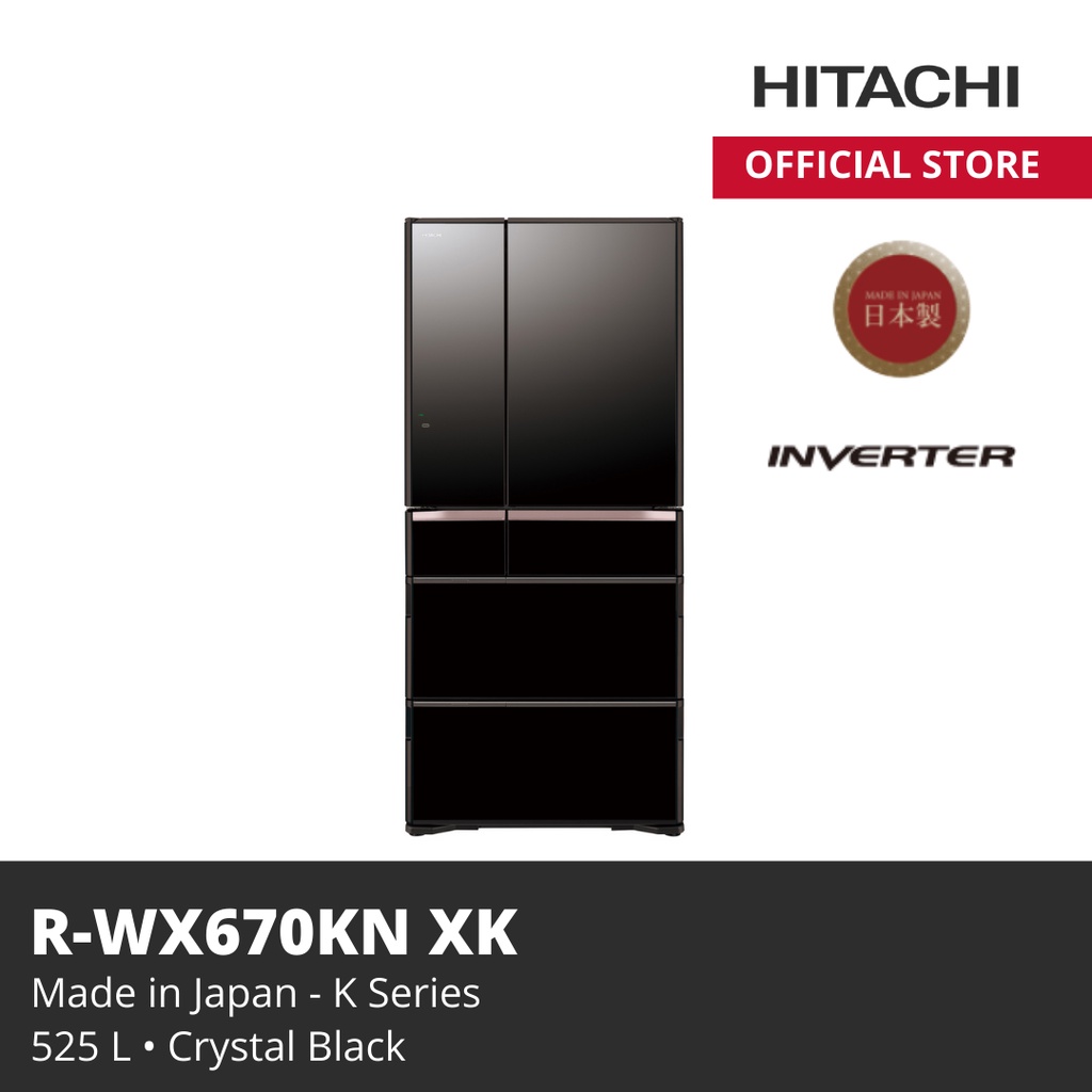 HITACHI KULKAS  R-WX670KN XK CRYSTAL BLACK 525 L JAPAN SERIES