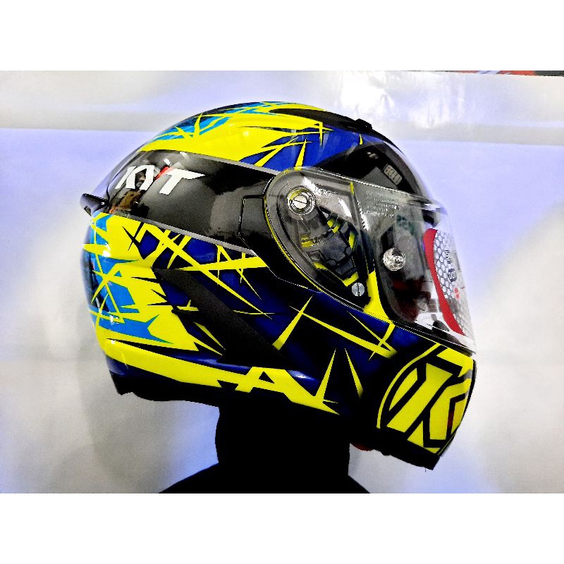 KYT HELM FALCON FR NEW MOTIF SPIKE YELLOW FLUO BLUE KYT ORIGINAL