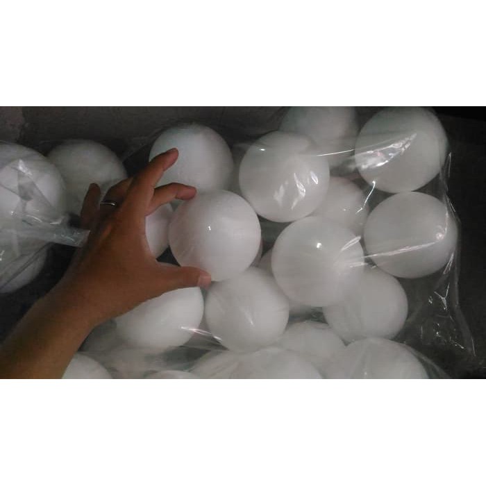 Bola gabus 10 cm ecer bagus besar jumbo styrofoam sterofoam murah unik kue foam bulat linkaran putih