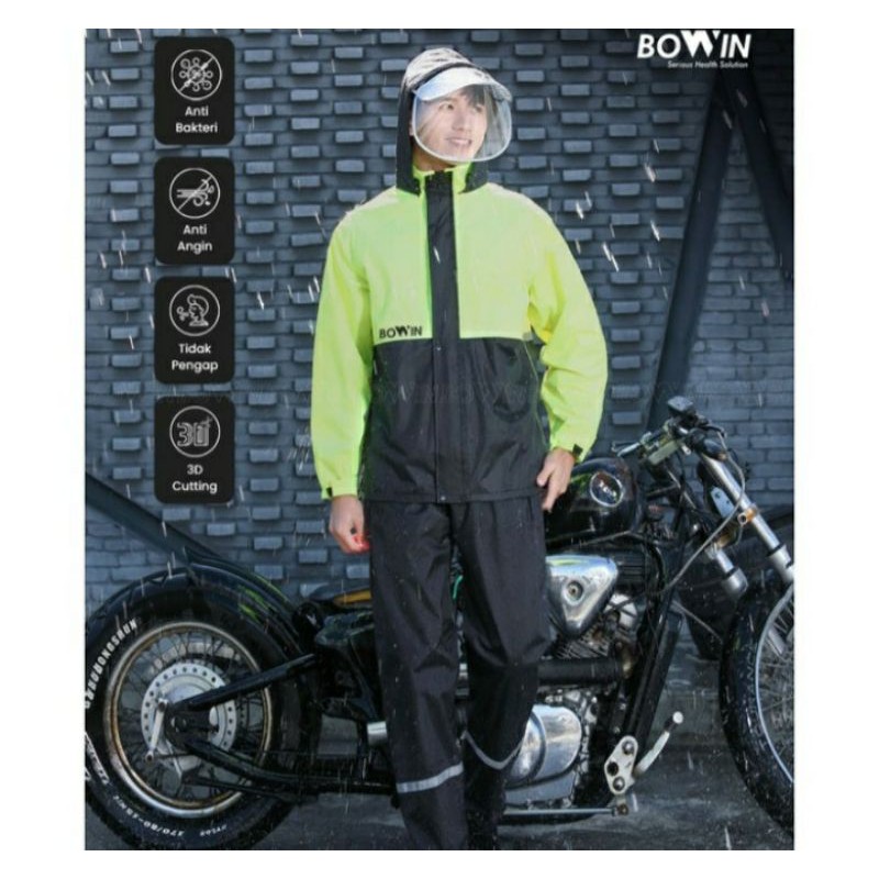 Bowin Jas hujan 3D anti bakteri cutting windproof Premium