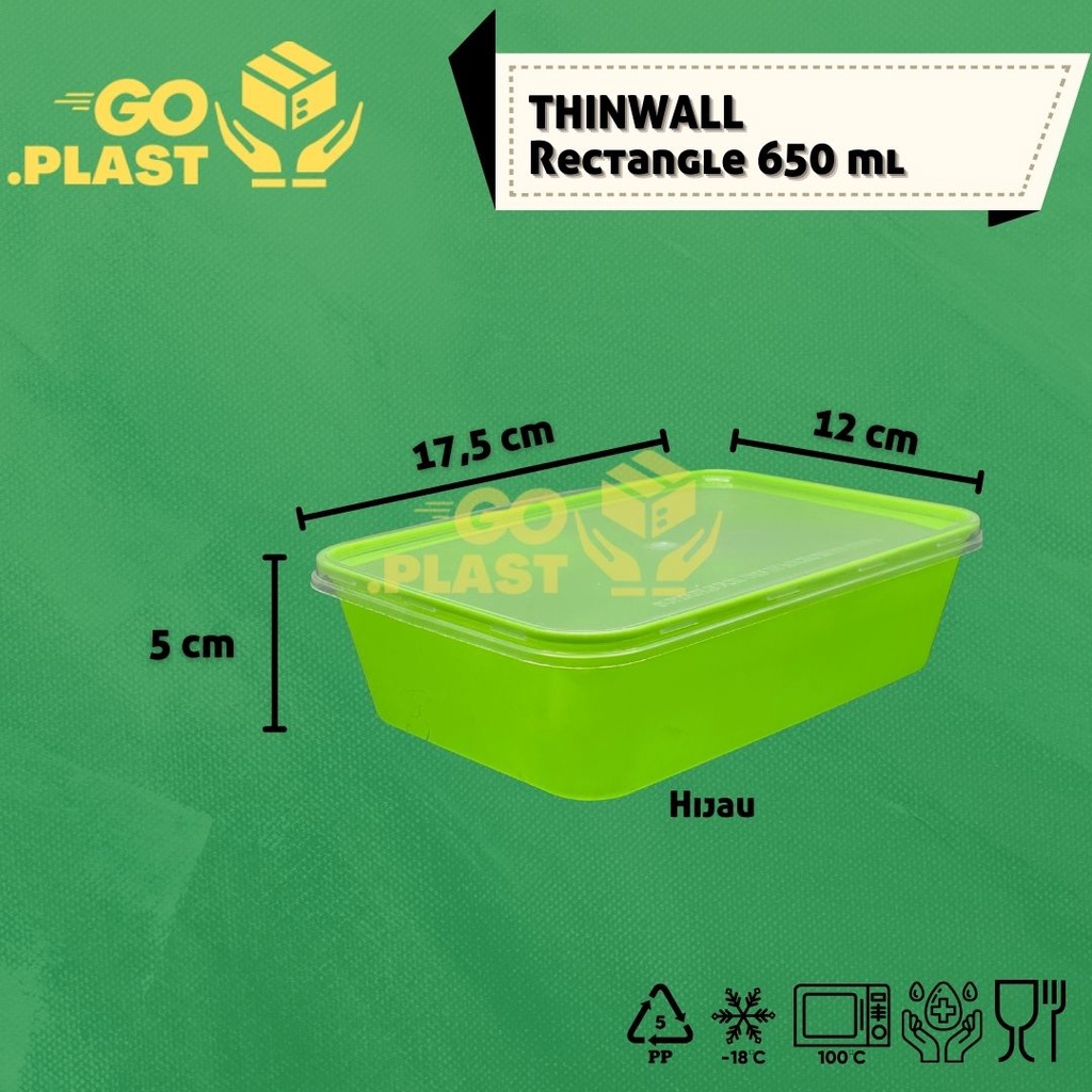 THINWALL 650 ML WARNA / KOTAK MAKAN PLASTIK 650 ML WARNA 12 PCS