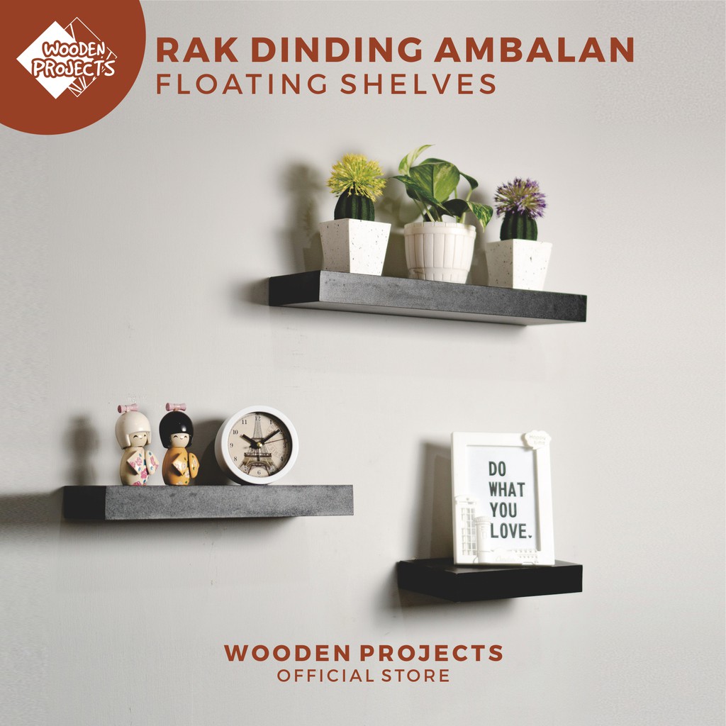 Wooden Projects Rak Dinding Melayang Ambalan Rumah Hiasan