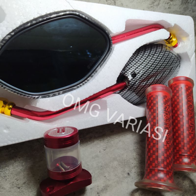 PAKET SPION BEAT TWOTONE - GRIP KARBON PELANGI DAN HANDLE BEAT TWOTONE FREE JALU AS RODA DEPAN 2TONE-1