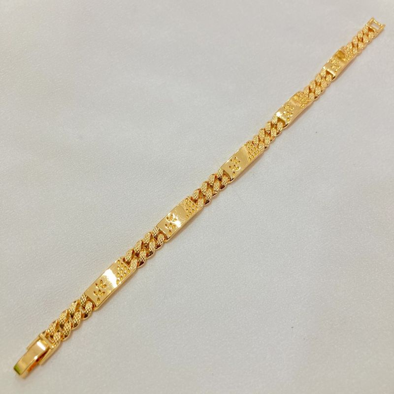 Gelang Tangan Wanita Model Plat Lapis Emas Aksesoris Perhiasan Imitasi Awet Dan Tahan Lama