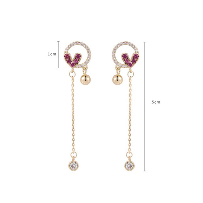 LRC Anting Tusuk Fashion Golden Love Full Diamond Long Flower K33193