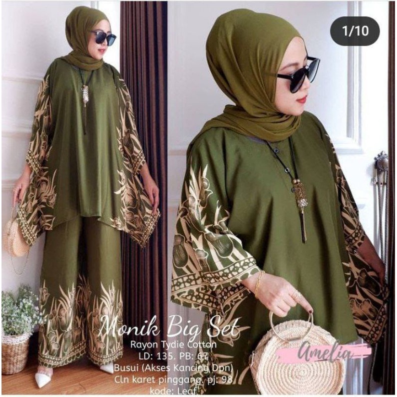 DAILY ONE SET  Rayon Oversize CP Waka kramik bunga Jumbo Fit XXXXL Ld 130 celana kulot