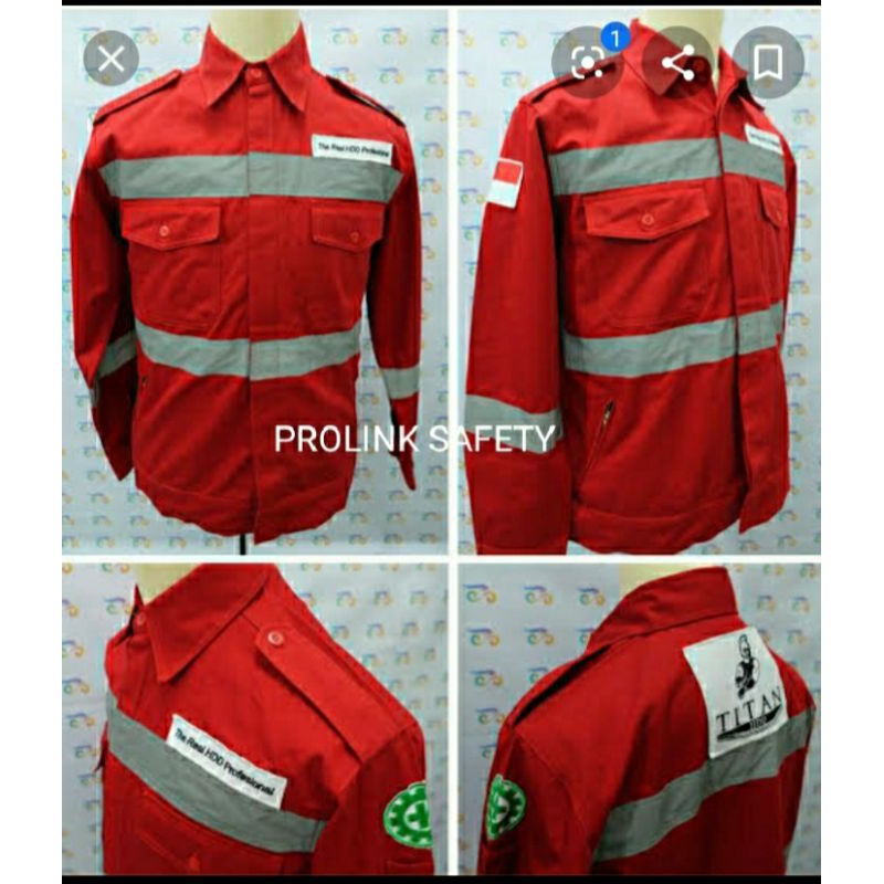 SERAGAM BAJU SAFETY HSE MERAH DOBLE SCOTLIGHT