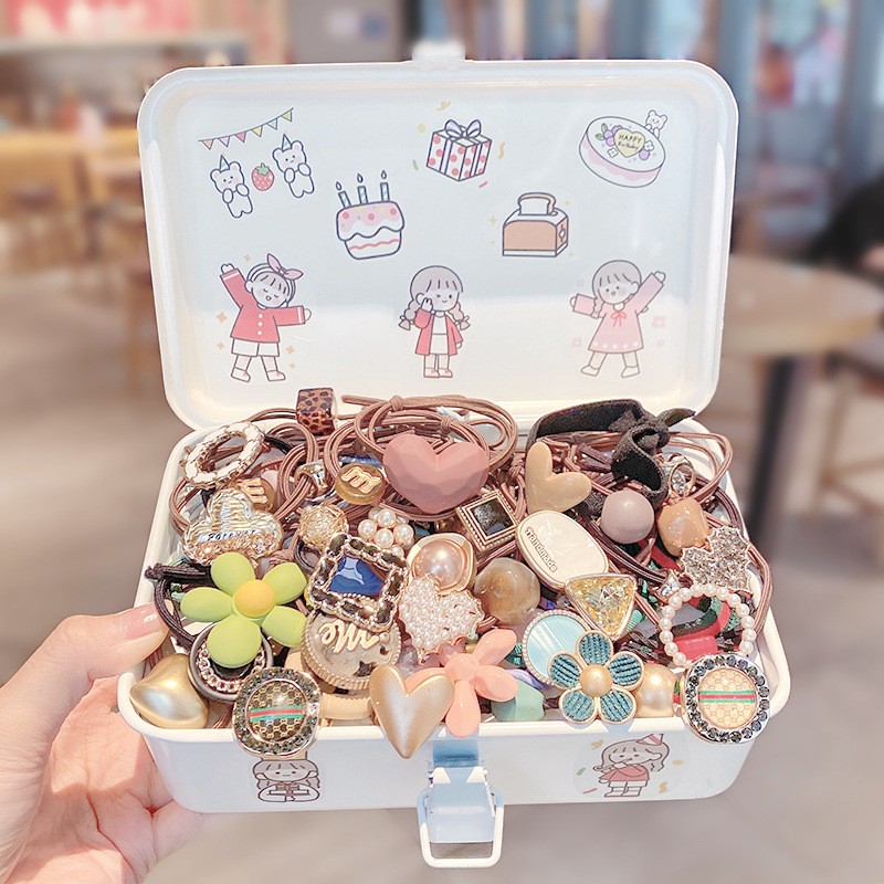 IKATAN RAMBUT KOREA IMPORT / IKAT RAMBUT KARET MOTIF KOREA STYLE / AKSESORIS RAMBUT KOREA / KARET GELANG RAMBUT-3