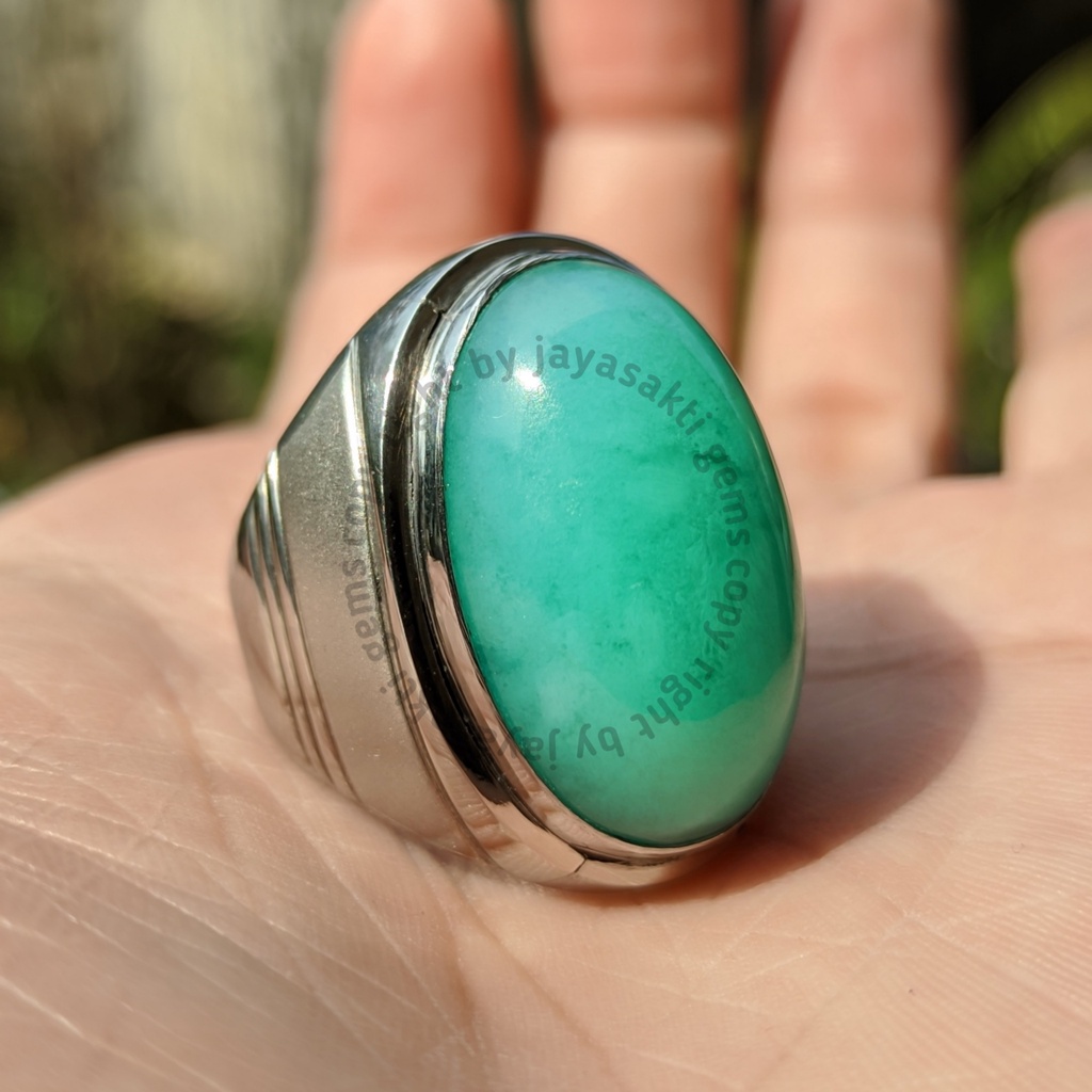 Natural Batu Akik Bacan Doko Pido Full Kristal Ring Monel BDP04