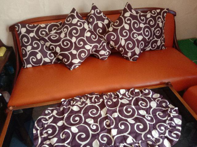 Terlaris!!! Grosir Sofa Set/ Set Tamu / Sarung Bantal Sofa 40x40 Taplak Meja Motif Ferona