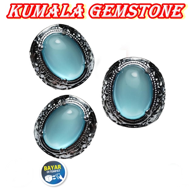 Cincin Batu Akik Anggur Biru Langit Keren Mewah Elegan