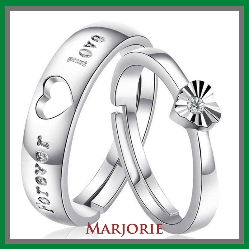 925 Silver Cincin Pasangan Berlian Mode Wanita Perhiasan Cincin Couple Rings-MJD