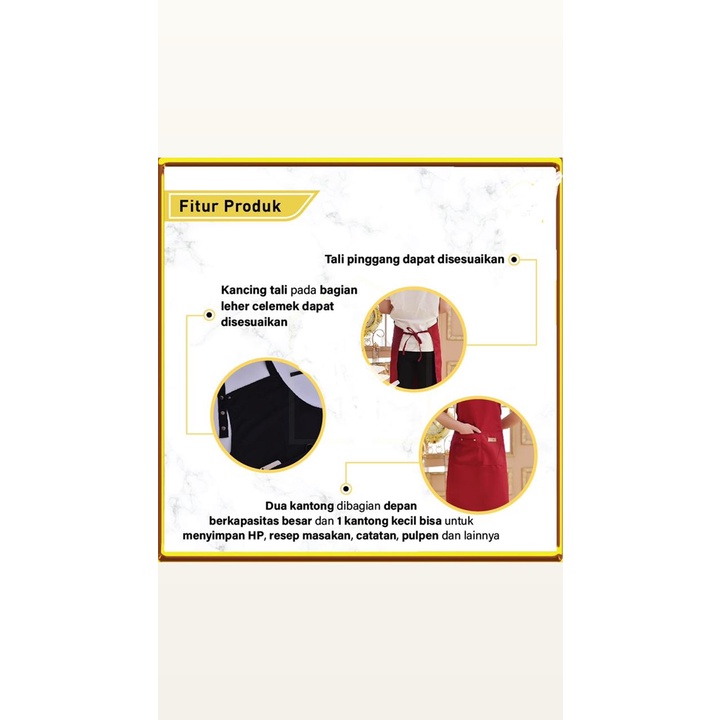 【COD+Pengiriman Cepat】Apron Waterproof Celemek Masak Dapur Pria Wanita Celemek Barista Anti Air Bahan Premium Polyiester Apron Masak Dewasa Kekinian