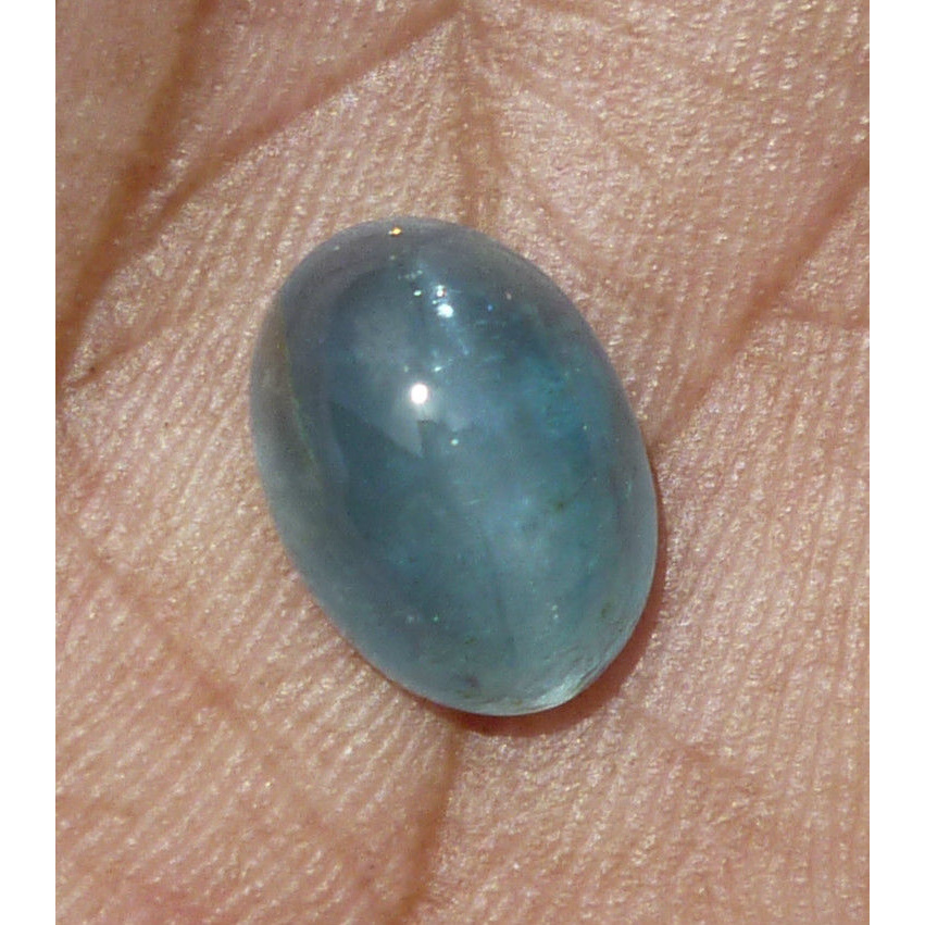 Oval Cabochon 5.04Ct Natural Untreated Sky Blue AQUAMARINE Cat's Eye, Good Color AQ011