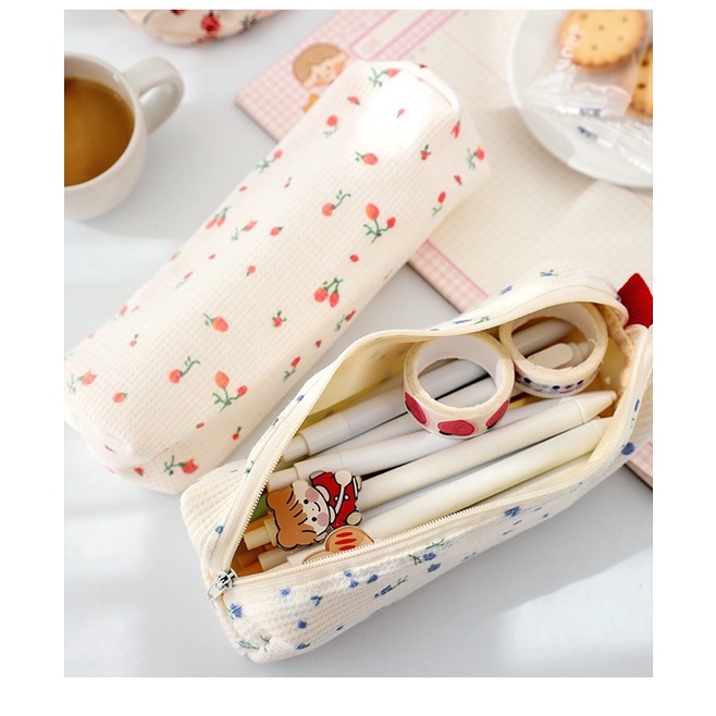 PENCIL CASE VINTAGE / KOTAK PENSIL SIMPLE / TEMPAT PENSIL MOTIF BUNGA