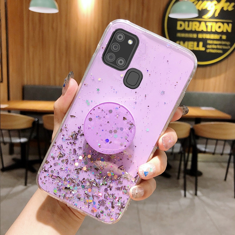 Kesing Ponsel Vivo Y30i Handphone Case Glitter Bling Transparent Soft Casing Cover Full Stars Tpu Softcase With Stand Holder Vivo Y30i Shopee Indonesia