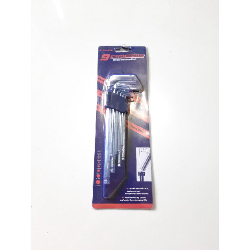 Kunci L Panjang 9 Piece Ball Point Hex key / Kunci L set